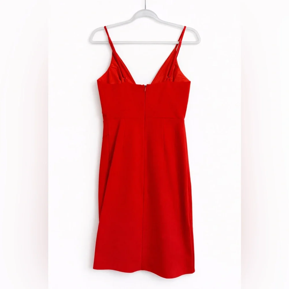 Lulus Red/Orange Wrap Front Midi Dress